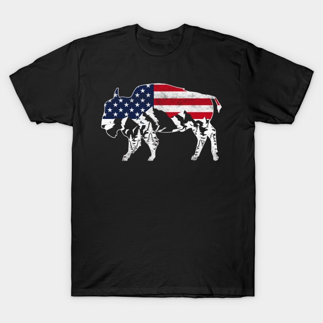 Buffalo US Flag Retro Bison T-Shirt by shirtsyoulike